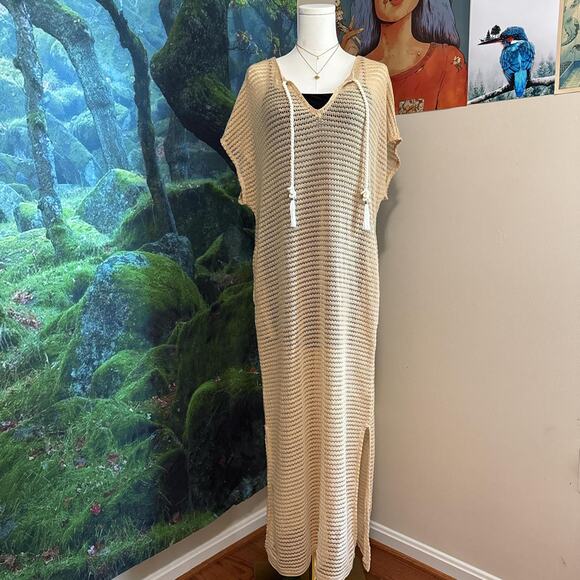 Haute Hippie Other - beige crochet beach cover up maxi dress resortwear boho